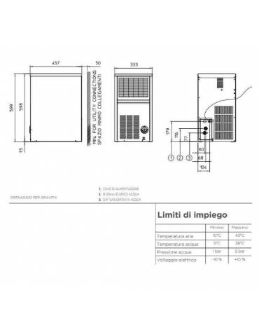 Macchina per cubetti di ghiaccio professionale da Kg 19/24h - Contenitore da Kg 6 - Raffreddamento ad aria