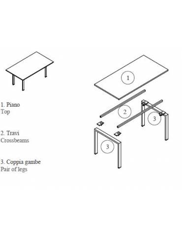 Tavolo riunione quadrato - gamba a U - cm 220x120x72h