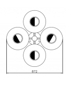 Cestino per la raccolta differenziata, 4 contenitori, acciaio zincato e verniciato, coperchi e posacenere - cm 87,2x87,2x131,7h