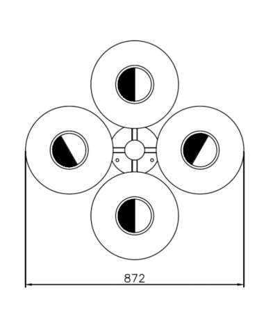 Cestino per la raccolta differenziata, 4 contenitori, acciaio zincato e verniciato, coperchi e posacenere - cm 87,2x87,2x131,7h