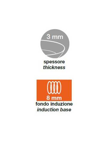 Padella antiaderente in alluminio adatta per induzione - Diametro cm 24 - Altezza cm 4,5 - Spessore mm 3