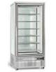 Vetrina espositiva verticale refrigerata statica +3° +10° C con 5 ripiani a griglie - Capacità 650 litri - mm 900x690x1900h