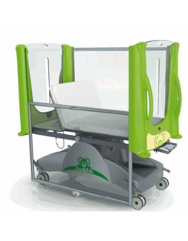 LETTINO PEDIATRICO ELETTRICO AD ALTEZZA VARIABILE CON TRENDELENBURG E SPONDE IN POLICARBONATO