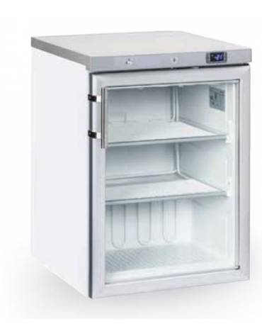 Armadio refrigerato negativo bianco porta con doppio vetro di sicurezza - 2 ripiani evaporatori fissi - 598x623x838h