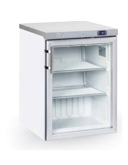 Armadio refrigerato negativo bianco porta con doppio vetro di sicurezza - 2 ripiani evaporatori fissi - 598x623x838h