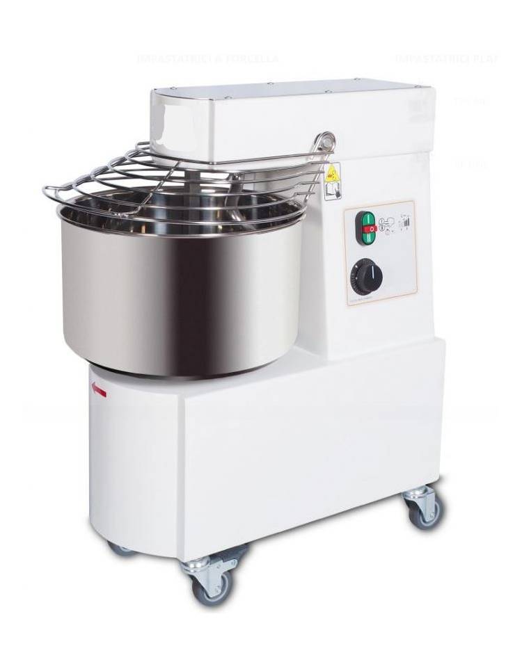 Impastatrice per pizzeria professionale a spirale Kg 25 / Lt 32 - N° 2  VELOCITA' - Con ruote e timer di serie -TRIFASE 