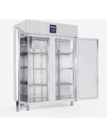 Armadio refrigerato GN 2/1 in acciaio inox AISi 304, refrigerazione ventilata, temperatura -2/+8°C - mm 1400x820x2050h