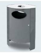 Cestino portarifiuti a forma pressoché ellittica, in acciaio con posacenere - cm 58x35,2x92,8h