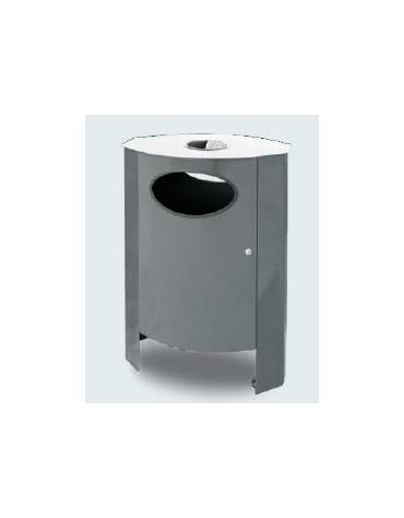 Cestino portarifiuti a forma pressoché ellittica, in acciaio con posacenere - cm 58x35,2x92,8h
