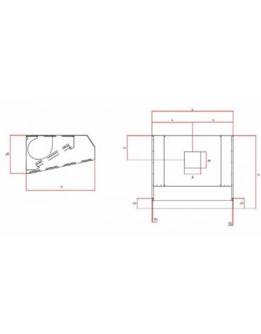 Cappa ecologica a parete con aspiratore cm. 216x95x40h