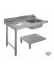 Piano inox di entrata con vasca e foro di cernita per lavastoviglie a capot  - Dimensioni cm. 120x72x85h