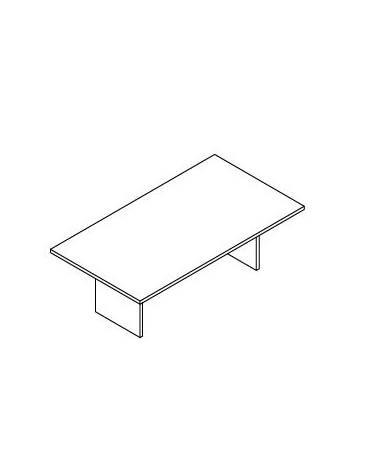 Tavolo riunione rettangolare con piano monoblocco spessore mm 38 e fianchi in legno pannellati - cm 220x120x74h
