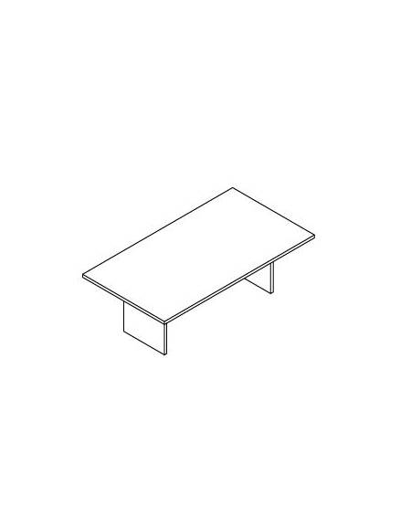 Tavolo riunione rettangolare con piano monoblocco spessore mm 38 e fianchi in legno pannellati - cm 220x120x74h