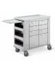 CARRELLO TERAPIA A 8 CASSETTI IN ACCIAIO INOX AISI 304 CON PIANO IN TECNOPOLIMERO GRIGIO CM 118X54X105H