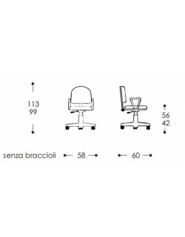 Sedia operativa con schienale alto cm 57x60x99/112h