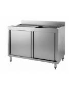 Lavatoio inox armadiato 1 vasca+gocciolatoio sx cm 120x70x85h