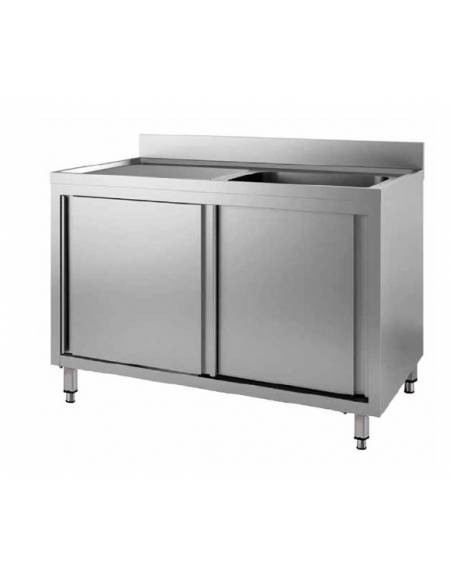 Lavatoio inox armadiato 1 vasca+gocciolatoio sx cm 120x70x85h