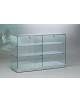 Banco vetrina cristalli temperati–N° 2+2 ante battenti–N°2+2 ripiani–base a specchio con ruote a scomparsa-cm 143 x46x90h