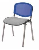 Sedia fissa di attesa conferenza con telaio cromato sezione ovale - schienale a rete e seduta imbottita in tessuto cm 54x61x80h