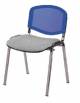Sedia fissa di attesa conferenza con telaio cromato sezione ovale - schienale a rete e seduta imbottita in tessuto cm 54x61x80h