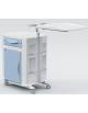 COMODINO BIFRONTE OSPEDALIERO CON CASSETTO, ANTA PORTABOTTIGLIA , PORTABICCHERI E TAVOLO SERVIPRANZO - CM 61,5x48,5x91H