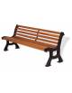 Panchina con schienale a 2 sostegni laterali in ghisa e doghe in legno esotico cm 204x51x72h