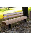 Panchina con schienale con legno di pino, in acciaio zincato e verniciato - cm 200x43,3x87,3h