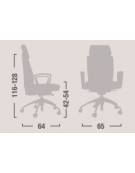 Poltrona direzionale con braccioli regolabili- base in nylon - alzata a gas cm 66x61x122/136h