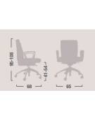 Poltrona direzionale con braccioli regolabili- base in nylon - alzata a gas cm 66x61x122/136h