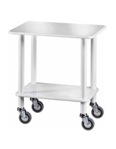 Carrello gueridon - 2 piani in nobilato e struttura in lego massello - colore laccato bianco - cm 70x50x78h