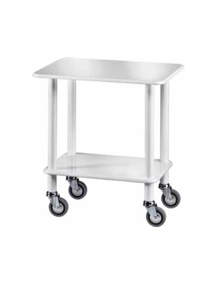 Carrello gueridon - 2 piani in nobilato e struttura in lego massello - colore laccato bianco - cm 70x50x78h