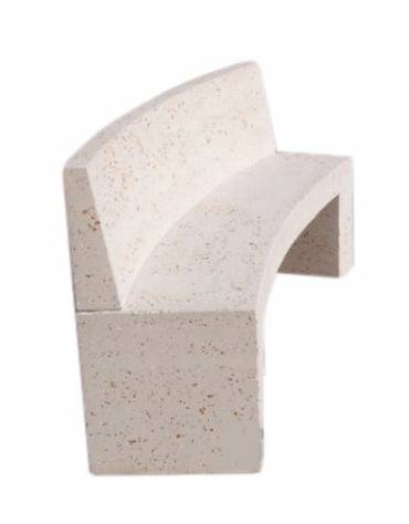PANCHINA CURVA CONCAVA IN CEMENTO CON SCHIENALE PER ARREDO URBANO - COLORE BIANCO PIETRA - CM 200x50x90H - Conforme ai CAM