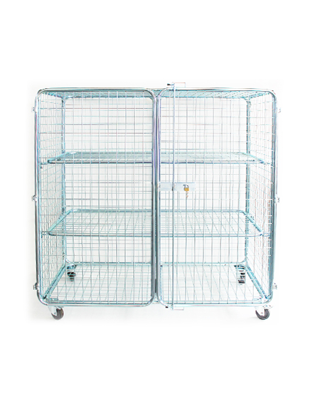 Armadio porta attrezzi con pareti in rete metallica 2 ripiani, cm 155x75x160h