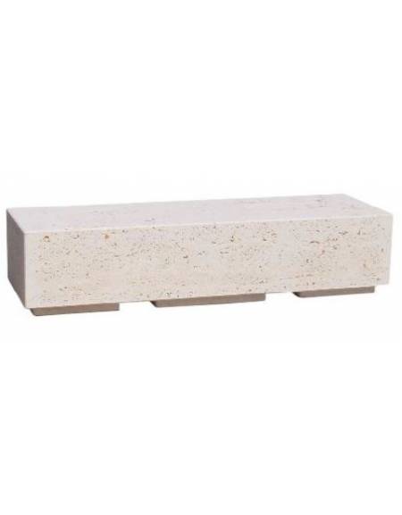 PANCHINA RETTANGOLARE MONOBLOCCO IN CEMENTO - COLORE BIANCO TRAVERTINO - CM 200x60x45H - Conforme ai CAM