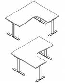 Scrivania Workstation a L per ufficio con gambe metalliche a T - cm 180x120x74h