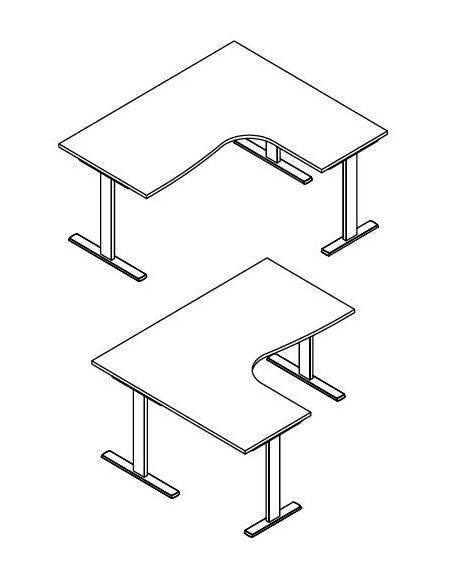 Scrivania Workstation a L per ufficio con gambe metalliche a T - cm 180x120x74h