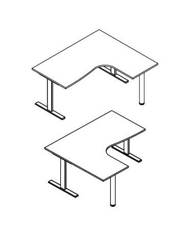 Scrivania Workstation a L per ufficio con gambe a T da cm. 160/120x80/60x72h