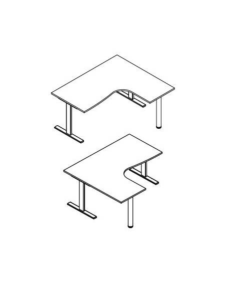 Scrivania Workstation a L per ufficio con gambe a T da cm. 160/120x80/60x72h