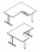 Scrivania Workstation a L per ufficio DX-SX con gambe a T e con gamba autoportante - struttura metallica - cm 180x120x74h