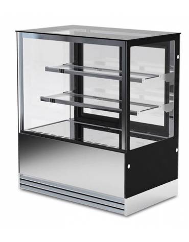 Espositore vetrina refrigerata pasticceria con basamento inox -N°2 Ripiani- Refrigerazione ventilata +2/+10°C - cm 120x74x120h