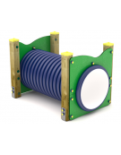 Dog Tunnel per cani - 4 pali portanti in legno pino nordico e pannelli colorati e tunnel in HDPE - cm 125x87x83h