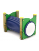 Dog Tunnel per cani - 4 pali portanti in legno pino nordico e pannelli colorati e tunnel in HDPE - cm 125x87x83h