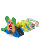 Composizione gioco con scalata/arrampicata, struttura pali in alluminio e rivestimenti HDPE - cm 251x357x172h