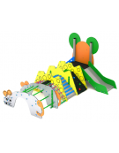 Composizione gioco con scalata/arrampicata, struttura pali in alluminio e rivestimenti HDPE - cm 251x357x172h