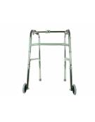 Deambulatore in alluminio con 2 ruote e 2 gommini antiscivolo, portata 100 kg. - cm 51x64x79/97h