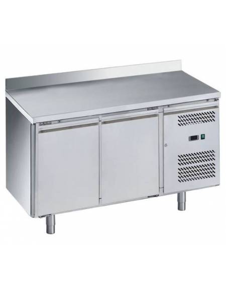 Tavolo refrigerato congelatore con alzatina 2 sportelli cm. 136x70x85h