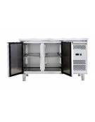 Tavolo refrigerato congelatore con alzatina 2 sportelli cm. 136x70x85h