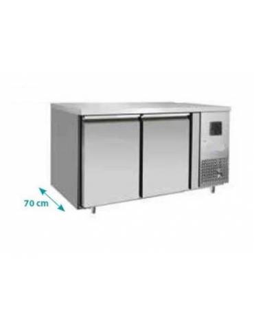 Tavolo Refrigerato ventilato in acciaio Inox - 2 porte - 300 Lt. - temp. -22° -18°C - teglie GN 1/1 - mm 1360×700×850h