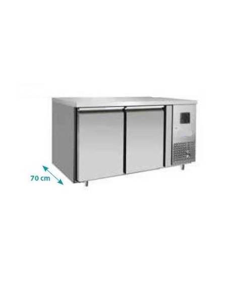 Tavolo Refrigerato ventilato in acciaio Inox - 2 porte - 300 Lt. - temp. -22° -18°C - teglie GN 1/1 - mm 1360×700×850h