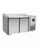 Tavolo congelatore ventilato Inox con alzatina - 2 porte - 280 Lt. - temp. -22° -18°C - teglie GN 1/1 - mm 1360×700×950h